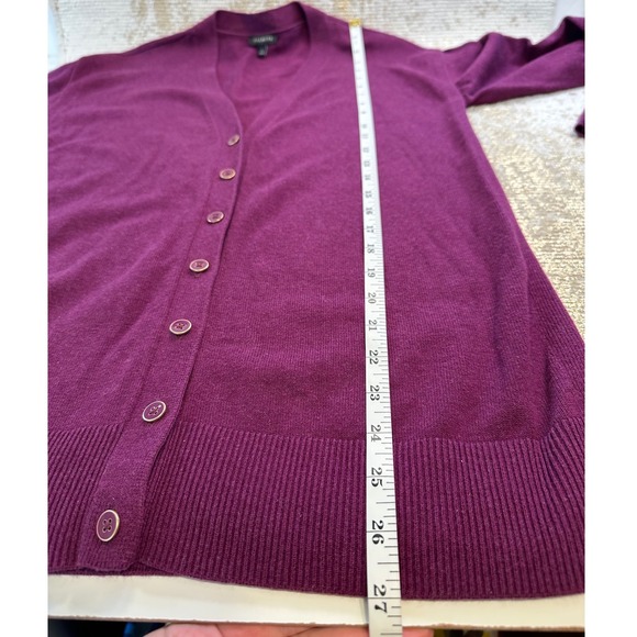 TALBOTS Purple V-Neck Button Front Girlfriend Cardigan | Small - Picture 11 of 11